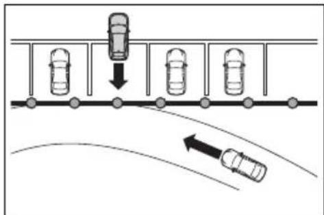TOYOTA RAV4 Hybrid (2021) - ■ Detection area of the Parking Support Brake function (rear-crossing vehicles) - 2