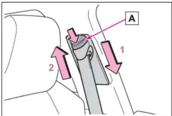 TOYOTA RAV4 Hybrid (2021) - Adjusting the seat belt shoulder anchor height (front seats) - 1