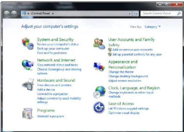 Adjust your computer's settings System and Security Review your computer's status Back up your computer Find and fix problems Network and Internet View network status and tasks Choose homegroup and sharing options Hardware and Sound View devices and printers Add a device Connect to a projector Adjus…