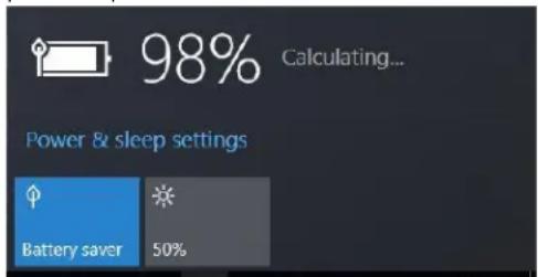 98% Calculating... Power & sleep settings Battery saver 50%