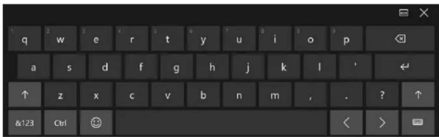q w e r t y u i o p a s d f g h j k l ' ← ↑ z x c v b n m , . ? ↑ &123 Ctrl 😊 < >