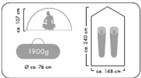ca. 107 cm 1900g Ø ca. 76 cm ca. 240 cm ca. 148 cm