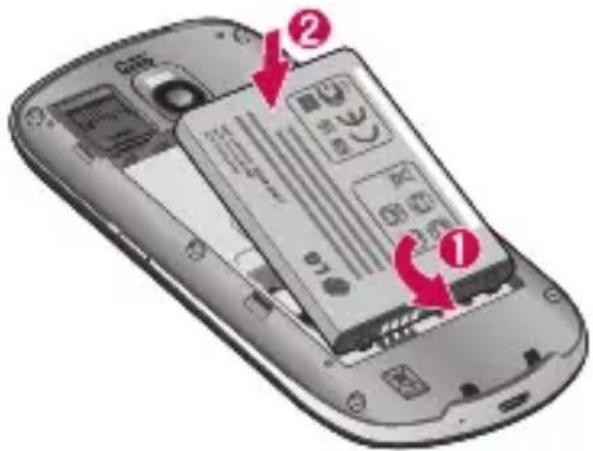 LG Optimus One - Installation af SIM-kortet og batteriet - 2