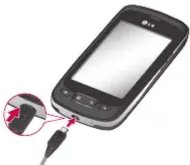 LG Optimus One - Opladning af telefonen - 1