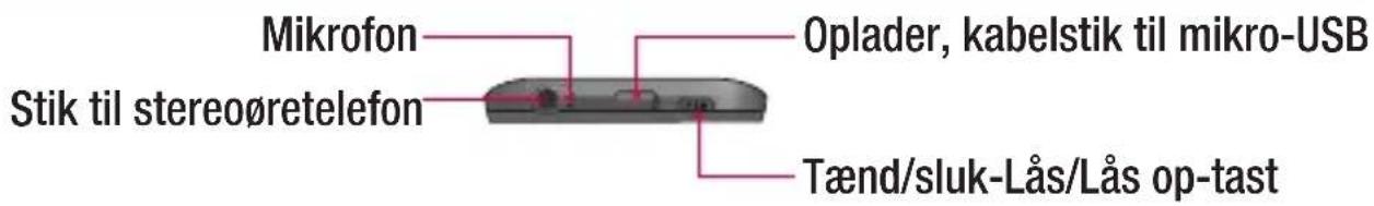 Mikrofon Stik til stereoøretelefon Oplader, kabelstik til mikro-USB Tænd/sluk-Lås/Lås op-tast