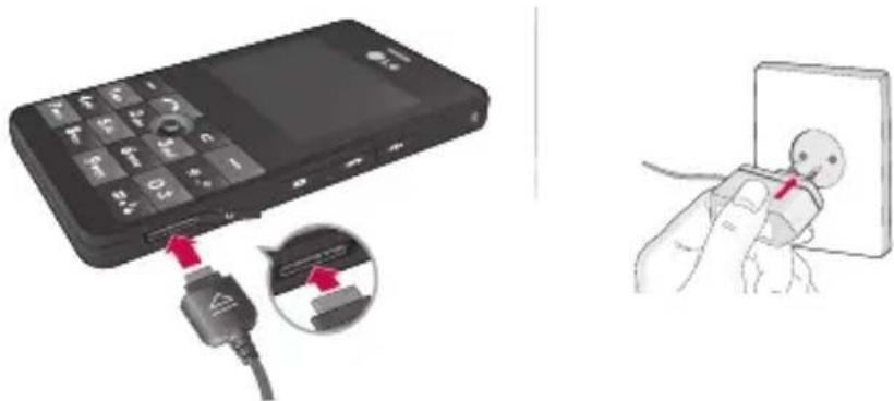 LG KE820 - Opladning af batteriet - 1