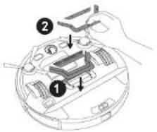 Diagram of a mechanical device with labeled parts, showing hand and tool assembly for assembly or maintenance.