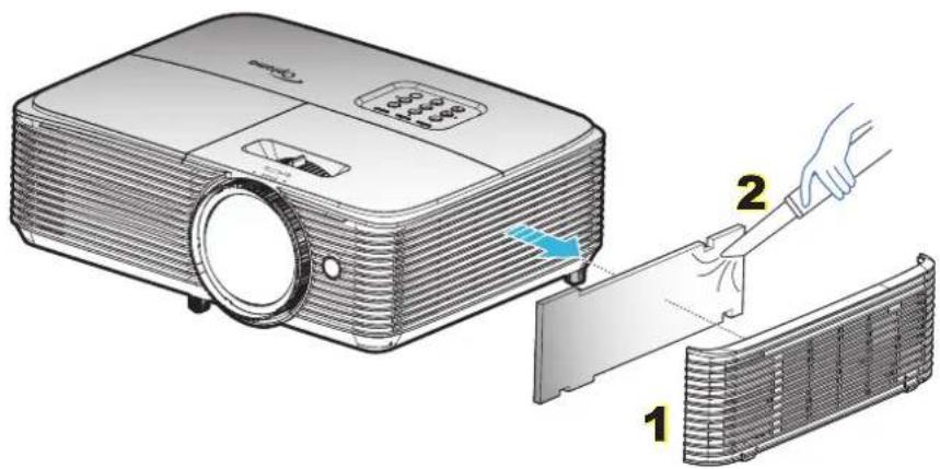 OPTOMA W318STe - Rengøring af støvfilter - 1