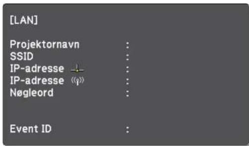 [LAN] Projektornavn : SSID : IP-adresse ↓ IP-adresse «?» : Nøgleord : Event ID :