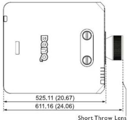 525.11 (20.67) 611.16 (24.06) Short Throw Lens