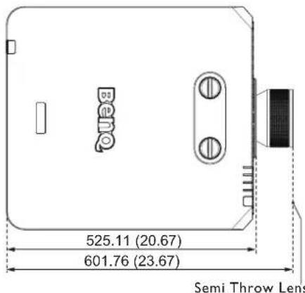 525.11 (20.67) 601.76 (23.67) Semi Throw Lens