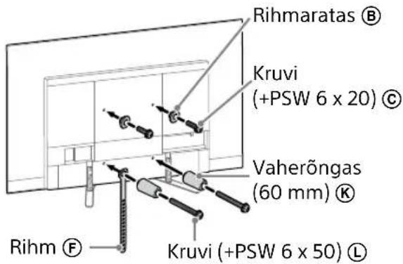 Rihmaratas Ⓑ Kruvi (+PSW 6 x 20) Ⓔ Vaherõngas (60 mm) Ⓔ Rihm Ⓕ Kruvi (+PSW 6 x 50) Ⓔ