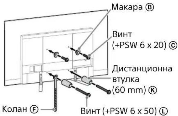 Макара Ⓑ Винт (+PSW 6 x 20) Ⓔ Дистанционна втулка (60 mm) Ⓔ Колан Ⓕ Винт (+PSW 6 x 50) Ⓔ