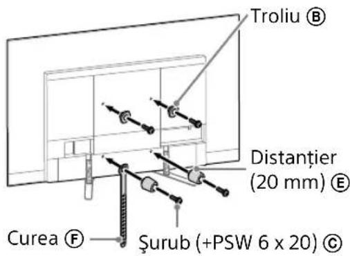 Troliu Ⓑ Distanțier (20 mm) Ⓔ Curea Ⓕ Šurub (+PSW 6 x 20) Ⓒ