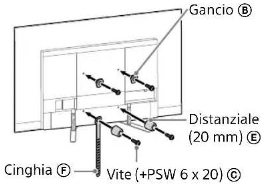 Gancio Ⓑ Distanziale (20 mm) Ⓔ Cinghia Ⓕ Vite (+PSW 6 x 20) Ⓓ