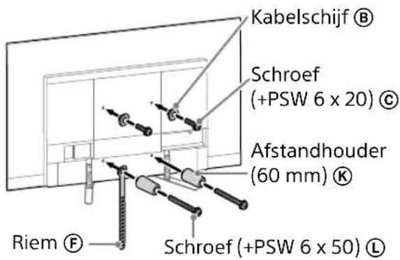 Kabelschijf Ⓑ Schroef (+PSW 6 x 20) Ⓔ Afstandhouder (60 mm) Ⓔ Riem Ⓕ Schroef (+PSW 6 x 50) Ⓔ