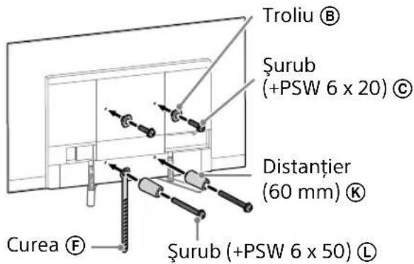 Troliu Ⓑ Şurub (+PSW 6 x 20) Ⓓ Distanțier (60 mm) Ⓔ Curea Ⓕ Şurub (+PSW 6 x 50) ⒲