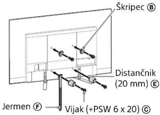 Škripec Ⓑ Distančnik (20 mm) Ⓔ Jermen Ⓕ Vijak (+PSW 6 x 20) Ⓓ