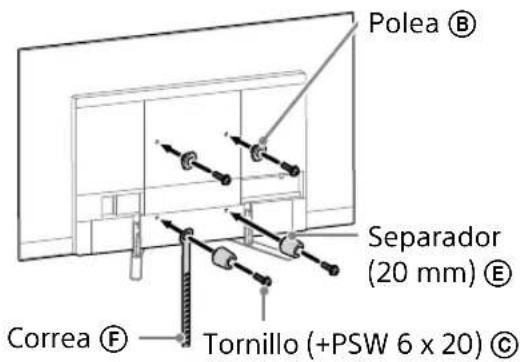 Polea Ⓑ Separador (20 mm) Ⓔ Correa Ⓕ Tornillo (+PSW 6 x 20) Ⓔ
