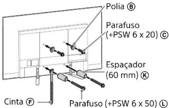 Polia Ⓑ Parafuso (+PSW 6 x 20) Ⓔ Espaçador (60 mm) Ⓔ Cinta Ⓕ Parafuso (+PSW 6 x 50) ⒣