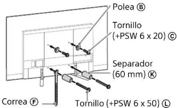 Polea Ⓑ Tornillo (+PSW 6 x 20) Ⓔ Separador (60 mm) Ⓔ Correa Ⓕ Tornillo (+PSW 6 x 50) Ⓔ