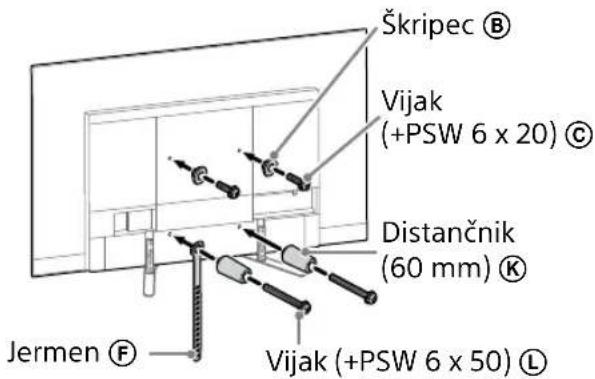Škripec Ⓑ Vijak (+PSW 6 x 20) Ⓓ Distančnik (60 mm) Ⓙ Jermen ⒲ Vijak (+PSW 6 x 50) ⒢