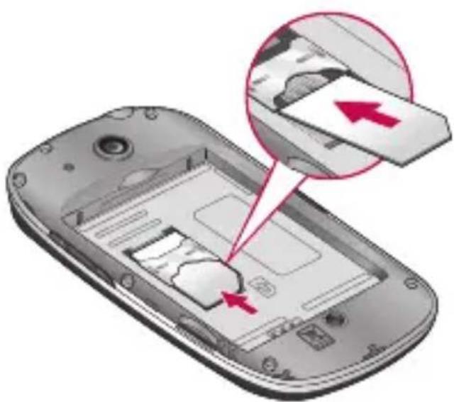 LG Optimus Me P350 - Sätta i SIM-kortet och batteriet - 2
