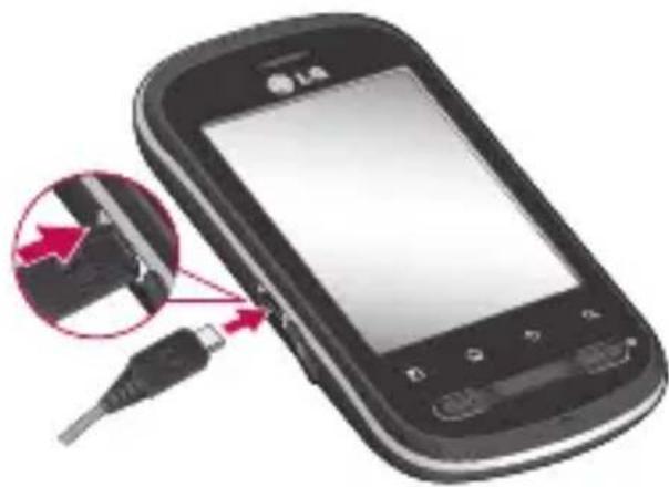 LG Optimus Me P350 - Opladning af telefonen - 1