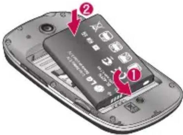 LG Optimus Me P350 - Installation af SIM-kortet og batteriet - 2