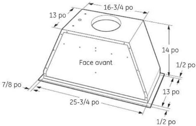 16-3/4 po 13 po Face avant 14 po 1/2 po 7/8 po 25-3/4 po 13 po 1/2 po