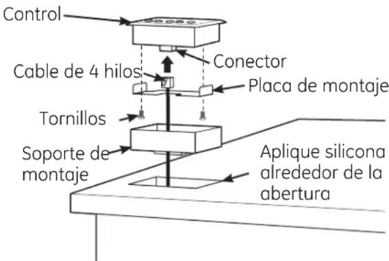 Control Cable de 4 hilos Conector Placa de montaje Tornillos Soporte de montaje Aplique silicona alrededor de la abertura