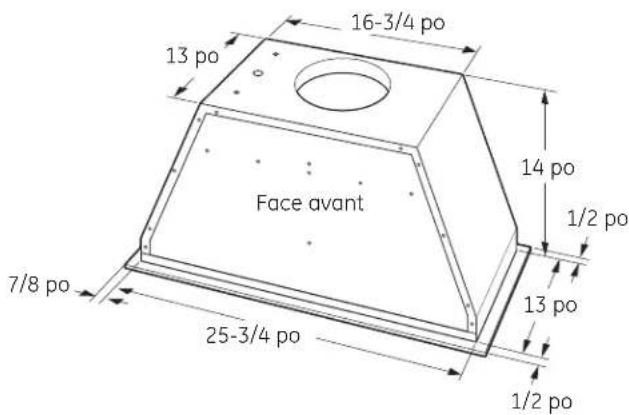16-3/4 po 13 po Face avant 14 po 1/2 po 7/8 po 25-3/4 po 13 po 1/2 po