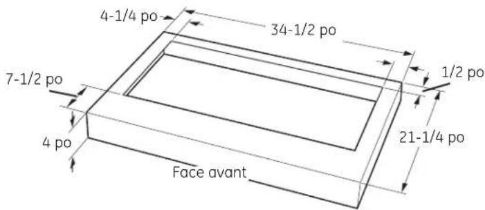 4-1/4 po 34-1/2 po 7-1/2 po 4 po Face avant 1/2 po 21-1/4 po