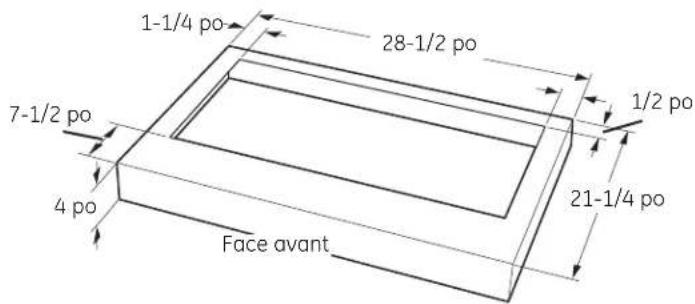 1-1/4 po 28-1/2 po 7-1/2 po 4 po Face avant 1/2 po 21-1/4 po