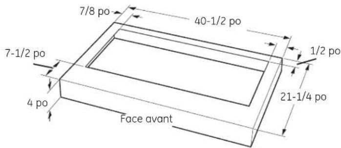 7/8 po 40-1/2 po 1/2 po 7-1/2 po 21-1/4 po 4 po Face avant