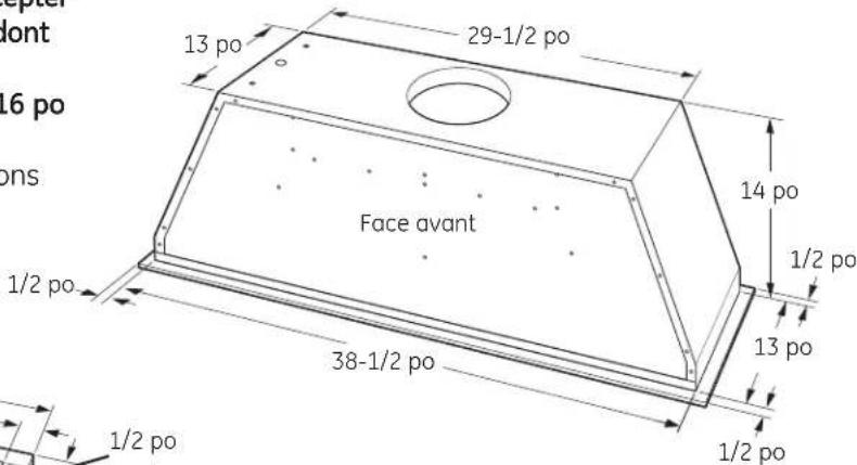 13 po 29-1/2 po Face avant 14 po 1/2 po 1/2 po 38-1/2 po 13 po 1/2 po