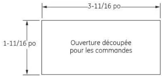 3-11/16 po 1-11/16 po Ouverture découpée pour les commandes