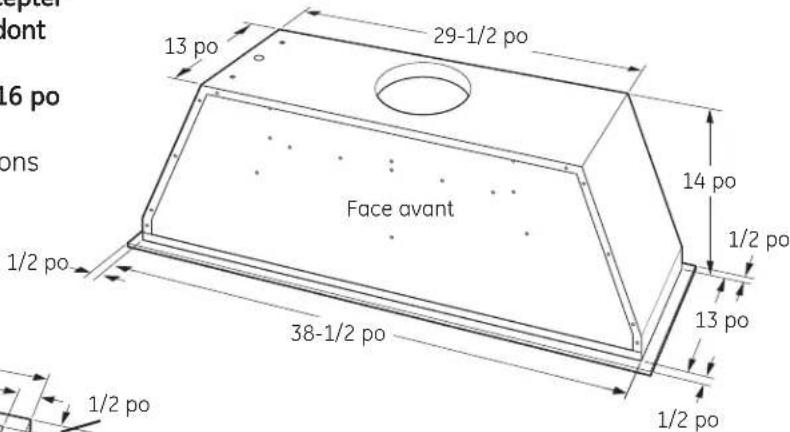 13 po 29-1/2 po Face avant 14 po 1/2 po 1/2 po 38-1/2 po 13 po 1/2 po