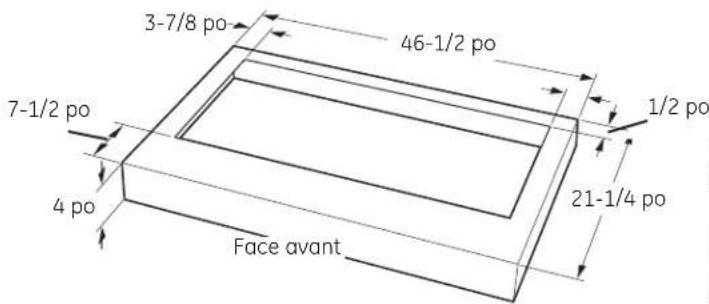 3-7/8 po 46-1/2 po 7-1/2 po 4 po Face avant 1/2 po 21-1/4 po