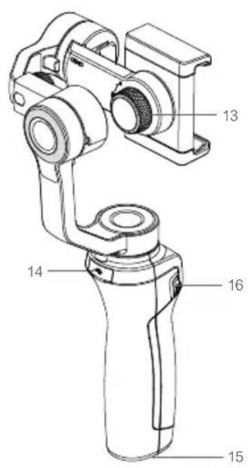 Technical diagram of a hand pump device with numbered parts labeled 13, 14, 15, and 16.