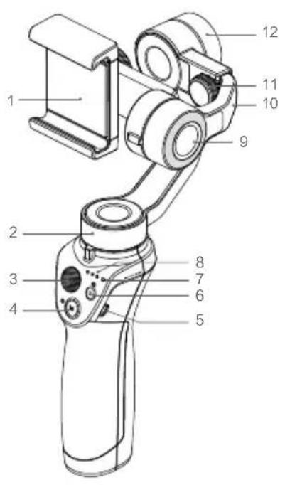 Technical diagram of a handheld device with numbered parts for identification