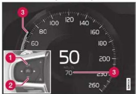 VOLVO XC40 (2017) - Håndtere hastighed for Adaptiv fartpilot - 1