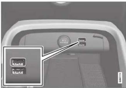 VOLVO XC40 (2017) - Tilslutte enhed via USB-indgang - 1