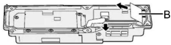 Technical diagram of an internal mechanical or electronic component with labeled parts (no readable text or symbols)