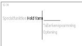 12:00 Specialfunktion Hold Varn Talerkenapvarming Optaning