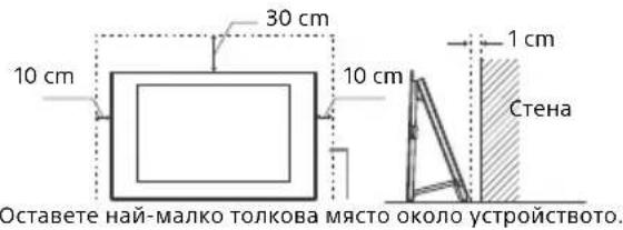 30 cm 10 cm 10 cm 1 cm Стена Оставете най-малко толкова място около устройството.