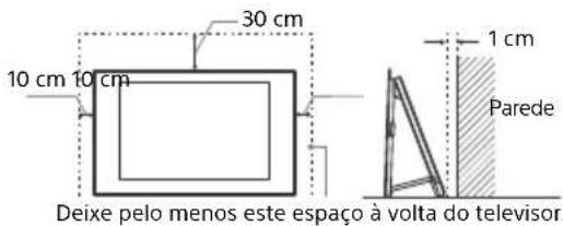 10 cm 10 cm 30 cm 1 cm Parede Deixe pelo menos este espaço à volta do televisor.