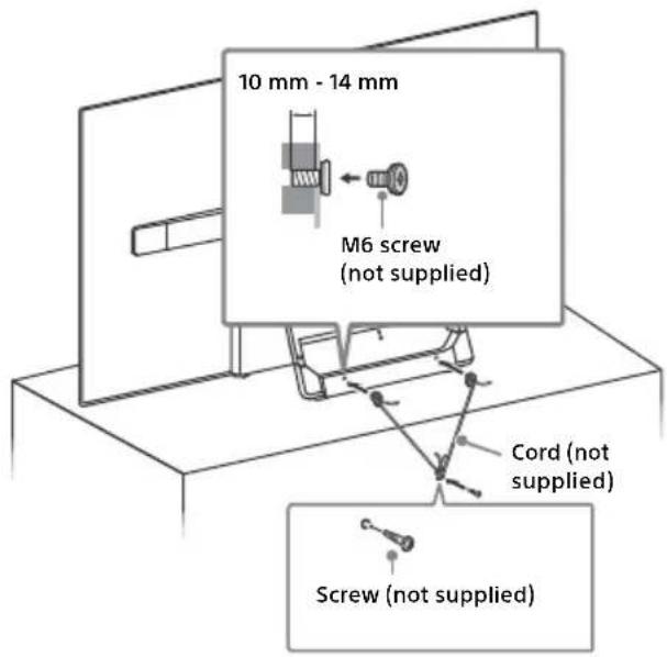 10 mm - 14 mm M6 screw (not supplied) Cord (not supplied) Screw (not supplied)