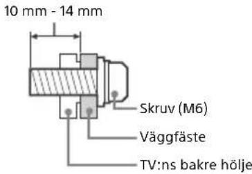 10 mm - 14 mm Skruv (M6) Väggfäste TV:ns bakre hölje