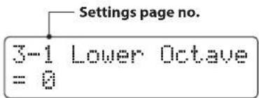 Settings page no. 3-1 Lower Octave = 0
